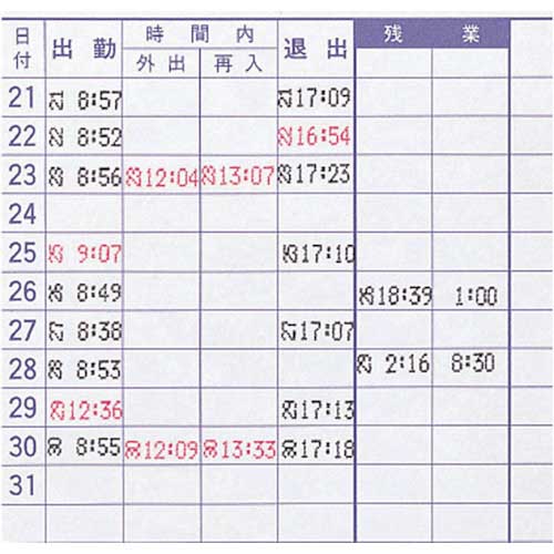 NIPPO タイムカード(NTR-6000用)カード TC-6000