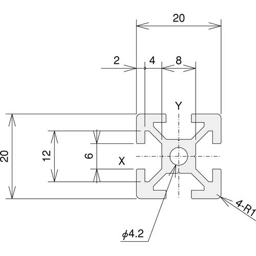 TRUSCO TSF20フレーム20X20-100 TSF2020-100