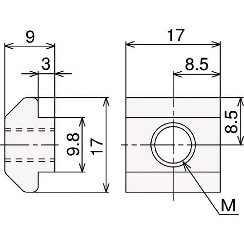 TRUSCO TSF40用TナットL(M4) TSFB007