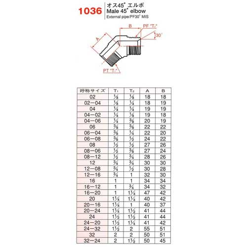 横浜ゴム オス45度エルボ 1036-20(1・1/4) 1036-20