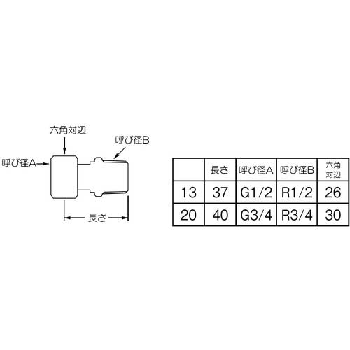 SANEI 片ナット付アダプター T84-13