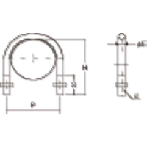 TRUSCO SGP用Uボルト SUS304 呼び径20A ねじ径M10 TSGP-BTM10-20A-S