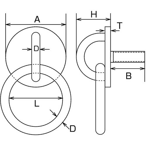 水本 アイプレート ステンレス ネジ込みラウンドアイ丸カン(アンカープラグ付) 捻子径M-8 B-064
