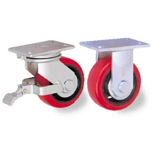 TRUSCO 重高荷重用キャスター 自在SP付 100MM 耐湿ウレタン車輪620KGF HR/HM100620PCI-TG-WB