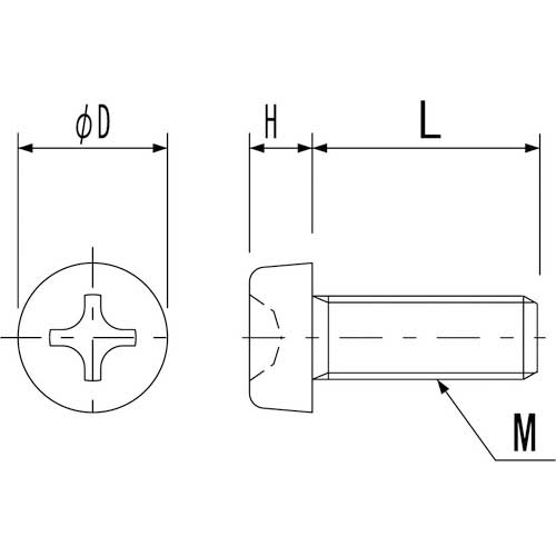 【廃番】ケミカルスクリュー ポリエーテルエーテルケトン 十字穴付ナベ小ネジ M4-5 (100本入) PEEK/PH