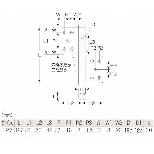 MK KJ旗丁番 127ミリ マットブラック ビス付 S-515 12U