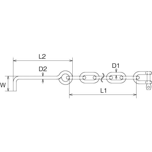 TRUSCO ステンレス アンカー付きチェーン 4mm チェーン長さ500mm TGCH-4