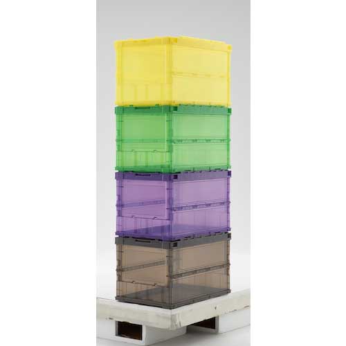 TRUSCO オリコン 薄型折りたたみコンテナ スケルコン 50L ロックフタ付 透明ブラウン ブラウン TSK-C50B