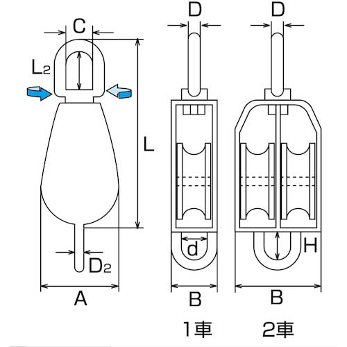 水本 滑車 ステンレス 豆ブロック2車ベケ付 参考使用荷重240kgf A-1278