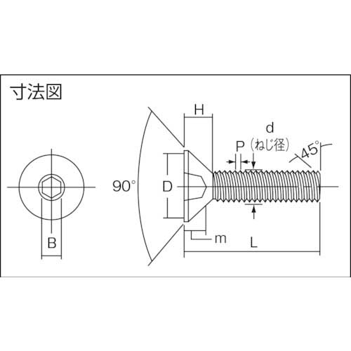 TRUSCO 六角穴付皿ボルト ステンレス M4×12 40本入 B129-0412