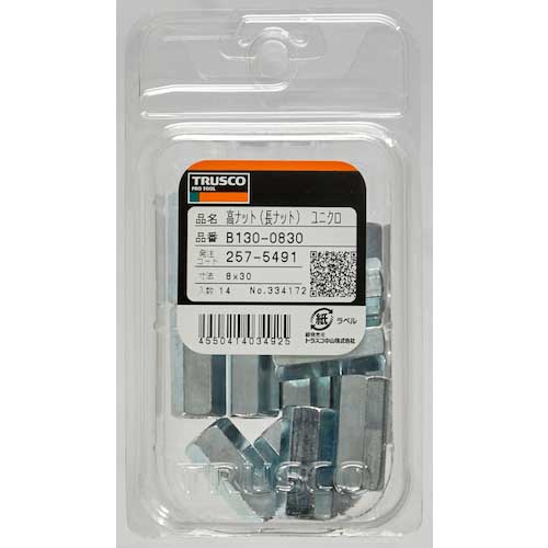 TRUSCO 高ナット(長ナット) ユニクロ W1/4×30 16個入 B130-11430