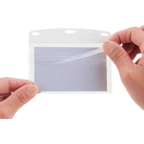 OP 名札用ケース ソフトタイプ ヨコ名刺 補強付 (10枚入) NX-124-WH