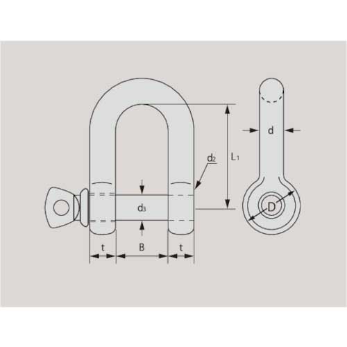 TAIYO SUS 捻込シャックル 鍛造製 ツバ付 8MM(3007358) SUSNGS8T