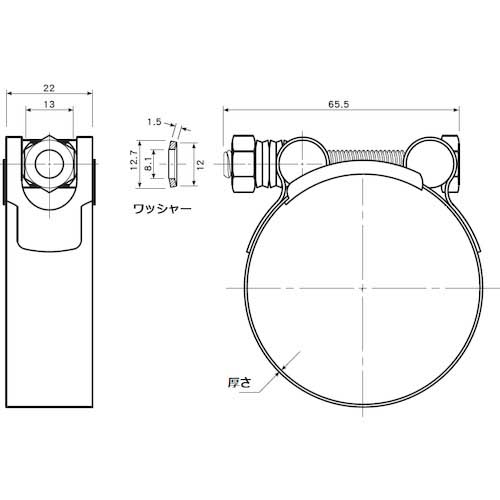 TRUSCO Tボルトホースクランプ 122〜130mm TTHC-22130