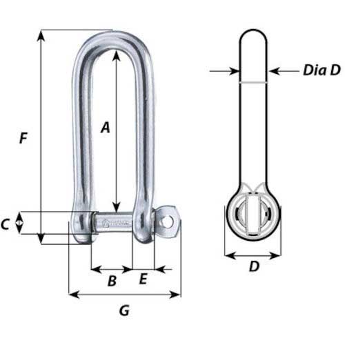 Wichard 【売切廃番】キャプティブピンロングDシャックル 8mm 1414
