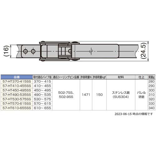 SUGATSUNE (120040730)ステンレス鋼製強力バンドクランプ 57-HT370-415SS