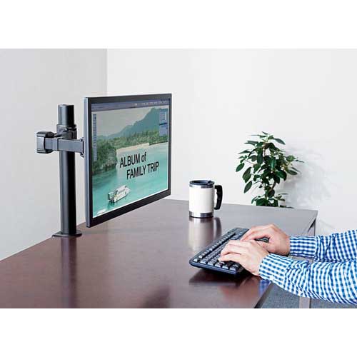 【廃番】KING JIM モニターアーム 黒 (1面2軸タイプ) メカニカル方式 VESA規格 クランプ式 ARM110-K