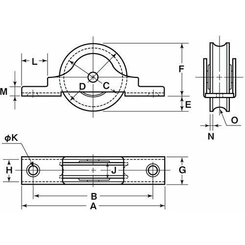 ヨコヅナ ジュラコン(R)戸車ステンレス枠ベアリング入 24mm 平 DES-0242