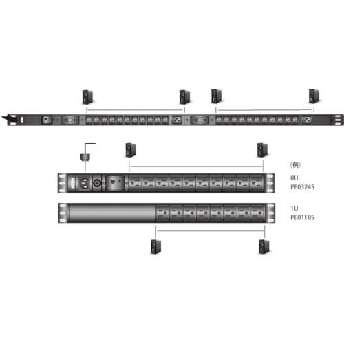 【廃番】ATEN ベーシックPDU/1U/200V/20A/IEC24ポート/サージ保護回路付き PE0224SB