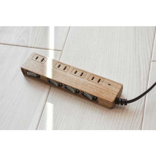 Fargo NATURAL WOOD TAP AC4個口 個別スイッチ付 ベージュウッド PT403BEWD