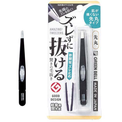 GREENBELL ズレずに抜ける驚きの毛抜き 先丸 ブラック GT-234