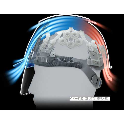 タニザワ エアライト搭載ヘルメット ST#1830-JZ2(EPA) 二層構造高通気タイプ 溝付 ABS製 透明ひさしグレー 帽体ホワイト 1830-JZ2-V2-W1-J