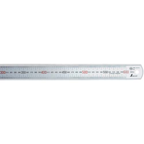 シンワ 直尺 シルバー600mm上下段p=1.0mm 13412