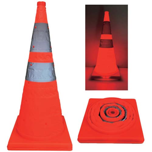 ミズケイ 伸縮発光式三角コーン「テラス」72cm(オレンジ) 8201047