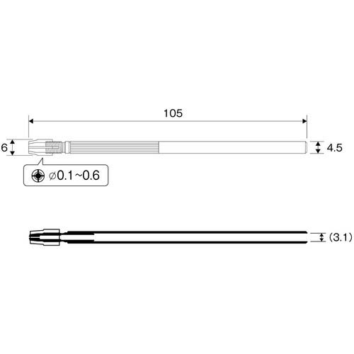 アネックス ピンバイス貫通式 φ0.1〜0.6mm(丸軸径) 90