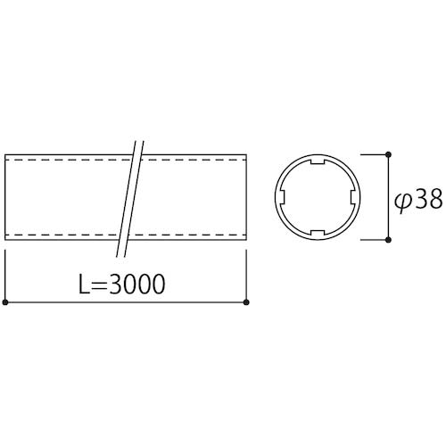 安田 アルミ手摺 アルホージョ38シルバーL=3000 ALH-38S