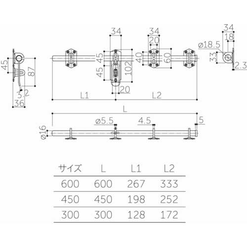 MK ユニクロ丸棒貫抜 16φ×300mm 木製用 C-470-30E