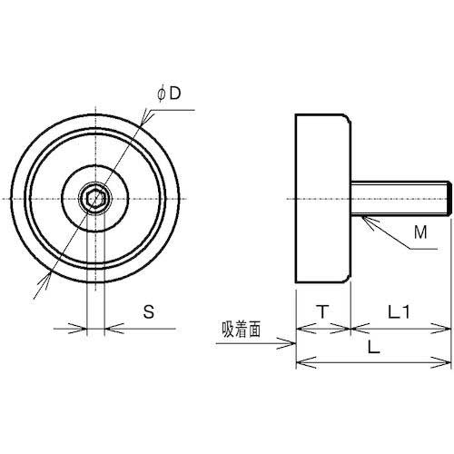 ラクテム マグネット(ネオジキャップ磁石) 丸型おねじ 滑り止めゴム付 Φ16-15 NMYM16-15