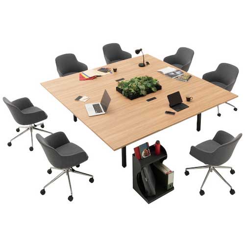 トヨスチール スクエアテーブル 2400 ファインウッド/ブラック NTS-2424TFB