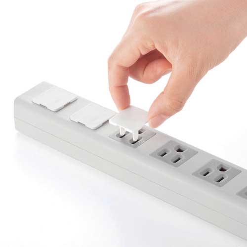 SANWA 電源タップ用コンセントキャップ ホワイト 26×17×28mm 50個入 TAP-CAP3P50