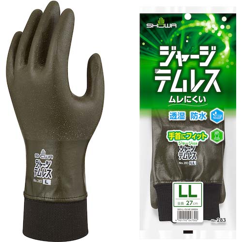 SHOWA ポリウレタン手袋 NO283 ジャージテムレス オリーブグリーン LLサイズ NO283-LL-OG