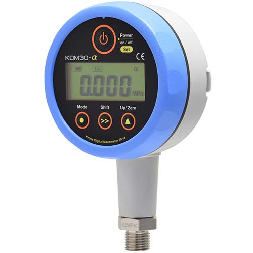 クローネ 高精度デジタル圧力計 KDM30 ゲージ圧 外部電源駆動(24V) 青 ブザーとRS232C出力 KDM30ALPHA-1MPAG-M-BL-XR