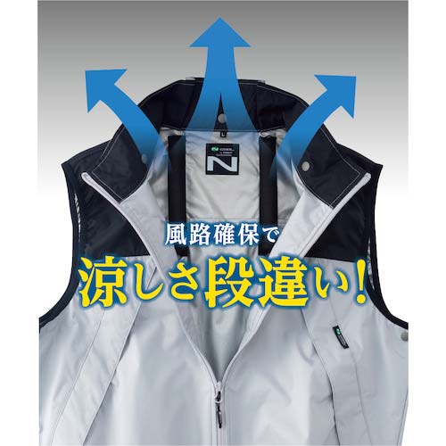 NSP ND-1122 Nクールウェア 上部ファン(半袖) (服 3L) ブルー・チタン・タチエリ 8214496