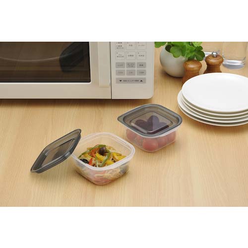 inomata 楽ちんパック スクエア270ml 2個組クリアーブラック 1841-CBLK