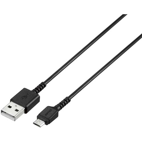 BUFFALO USB2.0 A to microB ラバーブッシュスリムケーブル 0.1m ブラック BU2AMBS01BK
