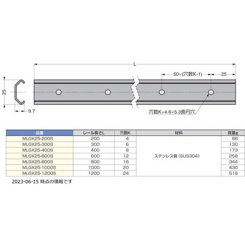 SUGATSUNE (190047258)MLGX25ー300Sマルチローラーリニアガイドレール中荷重用 MLGX25-300S