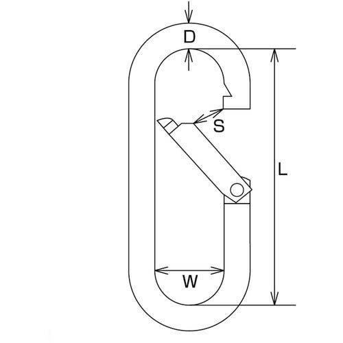 水本 ステンレス プチカラビナ(スタンダード型) 黒色塗装 線径5mm長さ58mm P-5MB