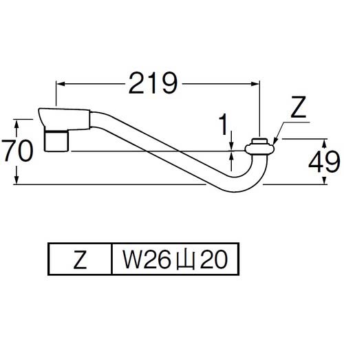 SANEI 節水断熱上向パイプ PA1612H-60X-16-MW2