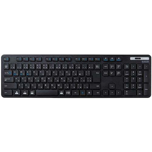 ELECOM Bluetoothフルキーボード 薄型 メンブレン式 抗菌 マルチペアリング対応 ブラック TK-FBM120KBK