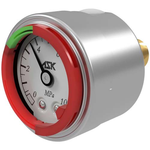 ASK グリセリン圧力計 カラーリング付 (39Φ) R1/4(PT) 10MPa OPG-DT-R1/4-39X10MPA-S-CR