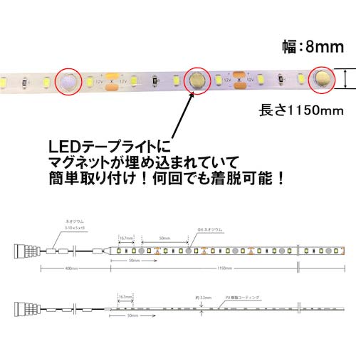 DAIDOHANT MAG LEDテープライトL1150/6200K マグネット式 10195621
