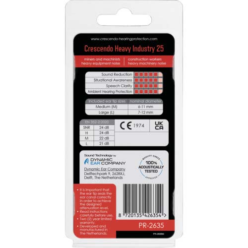 Crescendo 耳栓 騒音吸収フィルター Work NRR16dB PR-2635