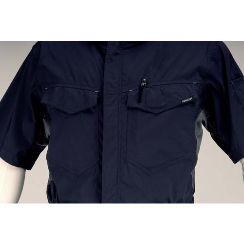 カジメイク 8766 サマーソルジャーストレッチ半袖つなぎ ネイビー L 8766-55-L