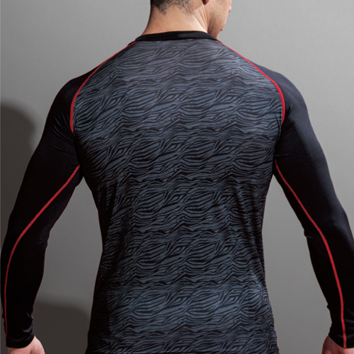 【廃番】おたふく オーバーザファンクション ロングスリーブ クルーネックシャツ カモフラ/レッド L JW-540-44-L