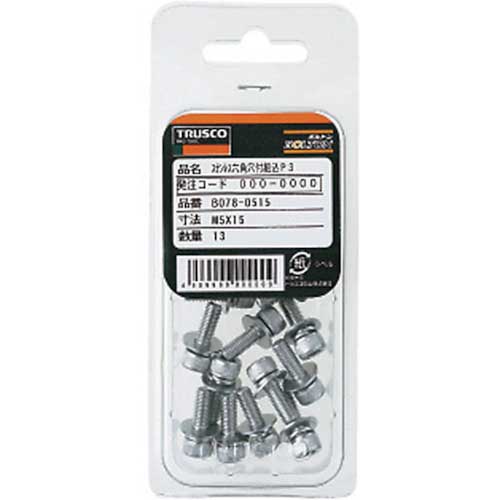 TRUSCO 座金組込六角穴付ボルト P=3 ステンレス M4×12 17本入 (座金組込みキャップボルト ばね座金+JISワッシャー付き) B078-0412