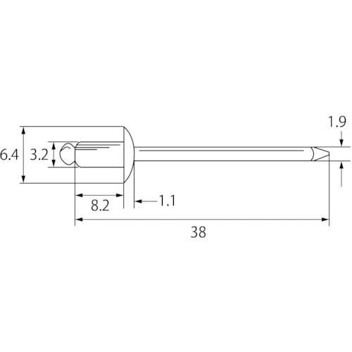 エビ ブラインドリベット(スティール/スティール製) 4-3(1000本入) 箱入 NS43